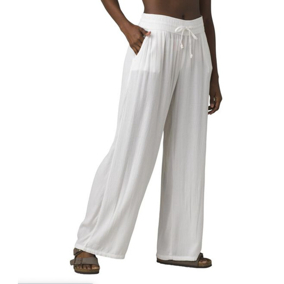 Prana Other - Prana Fernie Beach Pant Womens XL White Swim Cover-Up Flowy Crinkle Wide Leg NWT
